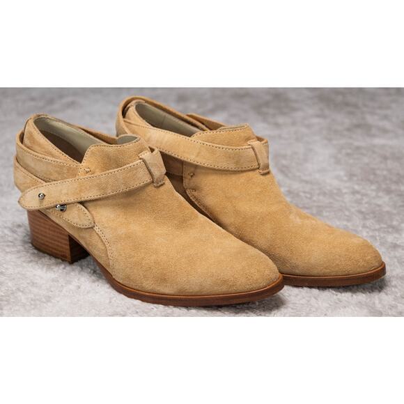 Rag & Bone Harley Tan Suede Ankle Boots Booties Womens Size EU 37 US 7 - Picture 1 of 16